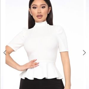 White Fashion Nova Peplum Top
